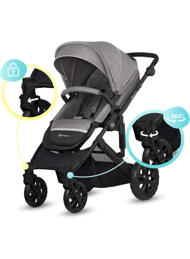 Kinderkraft 3 - In - 1 Prime Lite Travel System - Grey