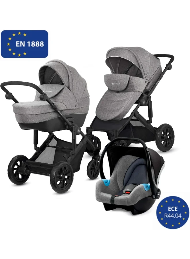 Kinderkraft 3 - In - 1 Prime Lite Travel System - Grey