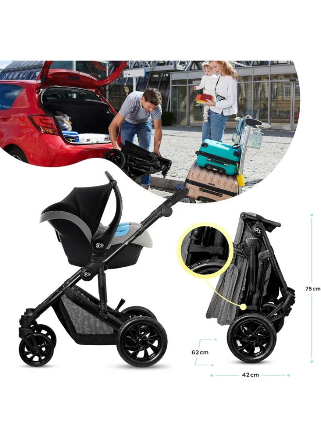 Kinderkraft 3 - In - 1 Prime Lite Travel System - Grey