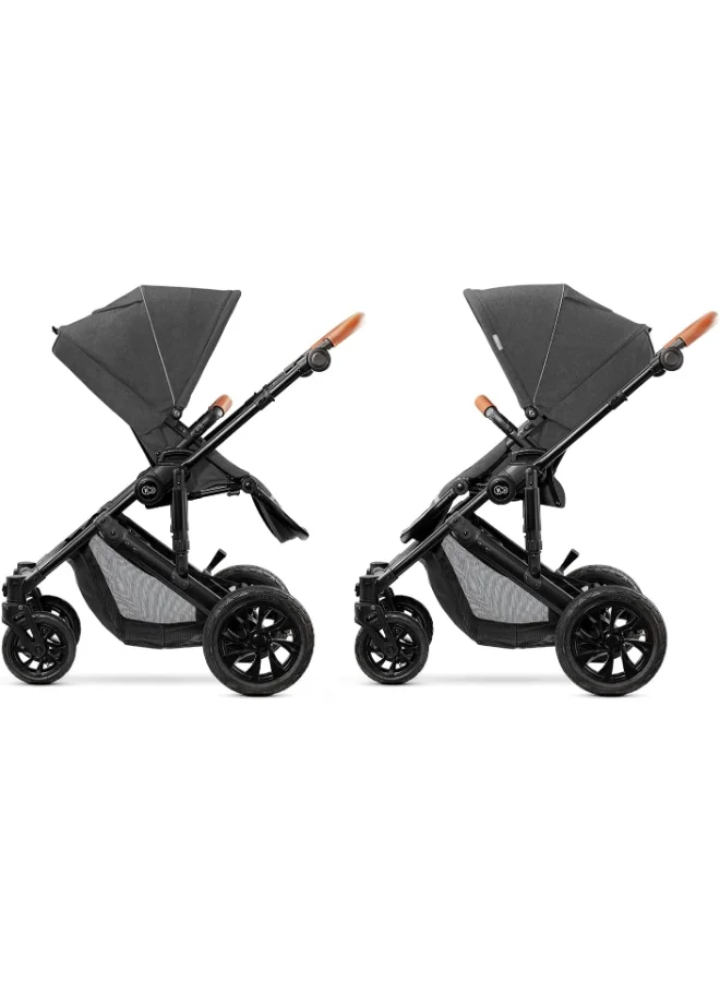 Kinderkraft 3 In 1 Prime Travel System With Accessories Black,Compact Folding, Reclining Stroller Seat, 5-Point Safety Harnerss, 0+ months up to 22kg, Car Seat with 3-Point Safety Harness with Sunshield