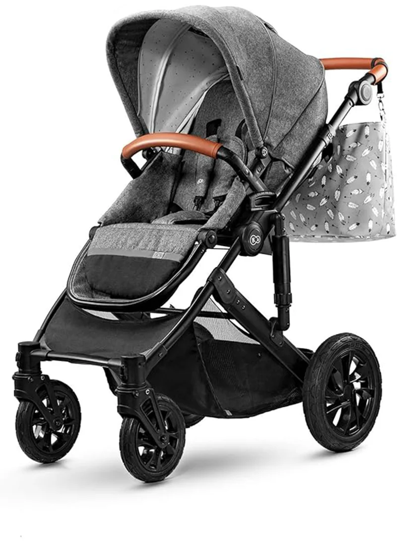 كيندركرافت 3 In 1 Prime Travel System With Accessories Grey,Compact Folding, Reclining Stroller Seat, 5-Point Safety Harnerss, 0+ months up to 22kg, Car Seat with 3-Point Safety Harness with Sunshield