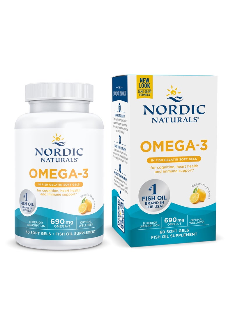 NORDIC NATURALS Omega-3 in Fish Gelatin, 60 Softgels  - Image 1