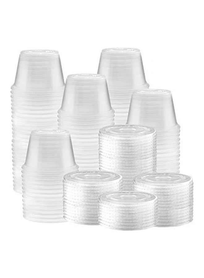 50 Pieces Disposable Plastic Sauce Cups With Lids Clear - Image 1