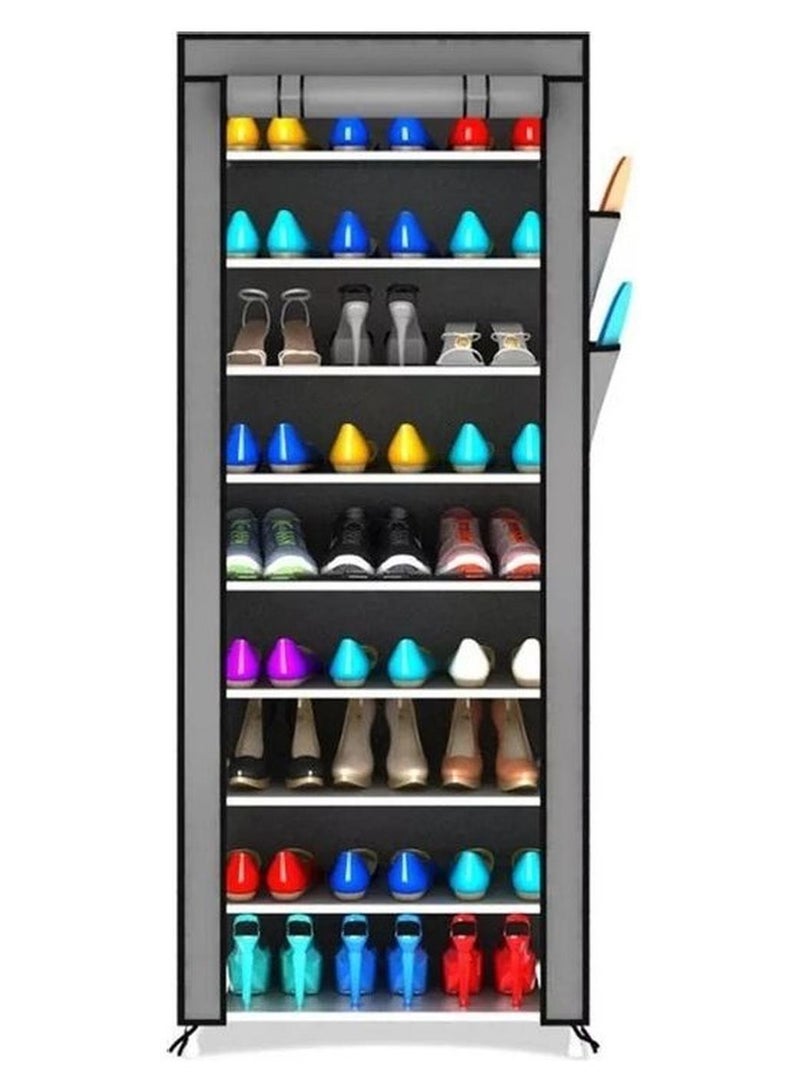 أم تي أل خزانة أحذية 9 ارفف رمادي 60x30x160سم - Image 1