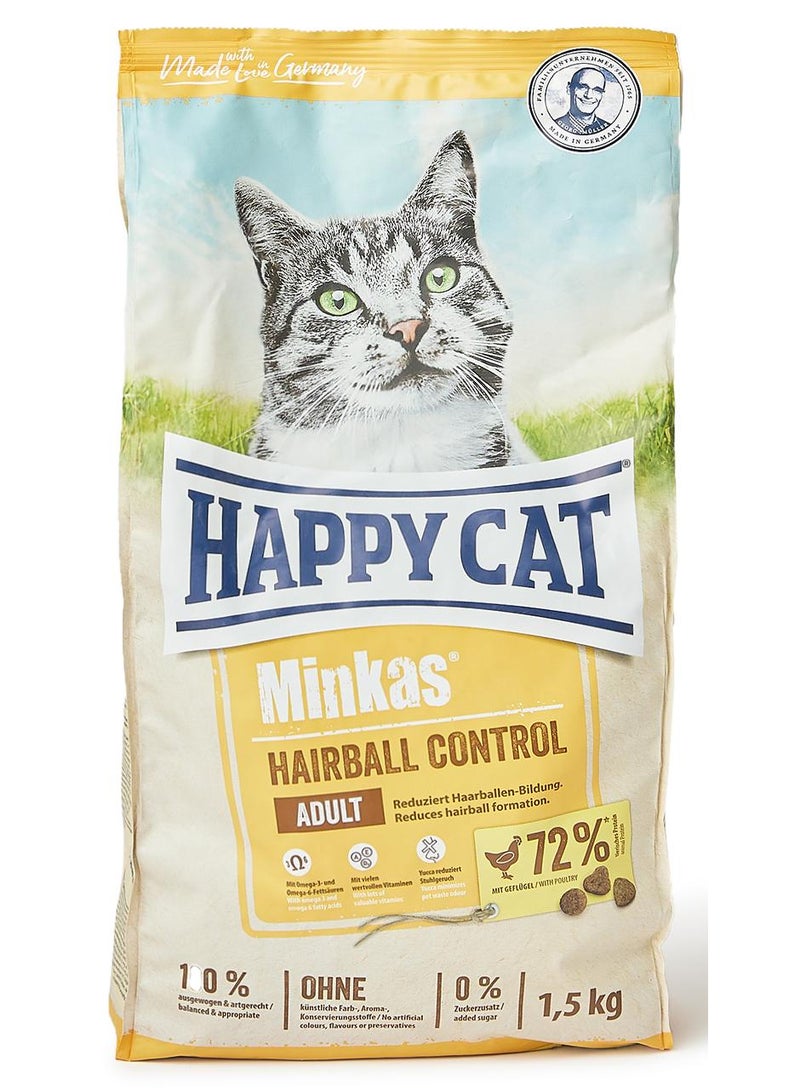 HAPPY CAT Minkas Hairball Control Cat Dry Food 1.5kg - Image 1