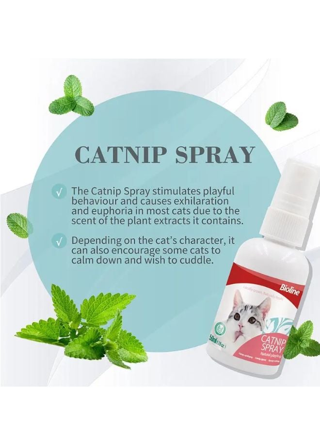 Bioline - Catnip Spray Stimulate Cats Playful Behavior Multicolour 50ml - Image 1