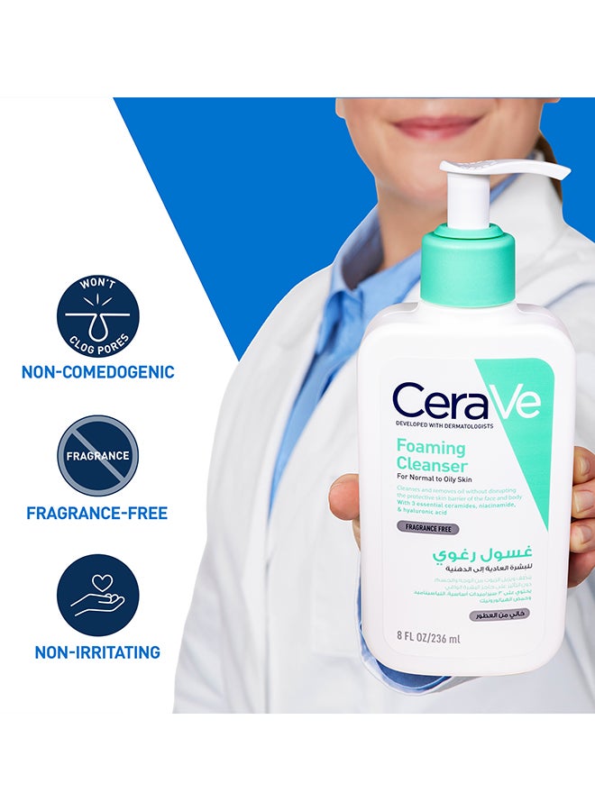 CeraVe Foaming Cleanser For Normal To Oily Skin With Hyaluronic Acid 236ml - Image 4