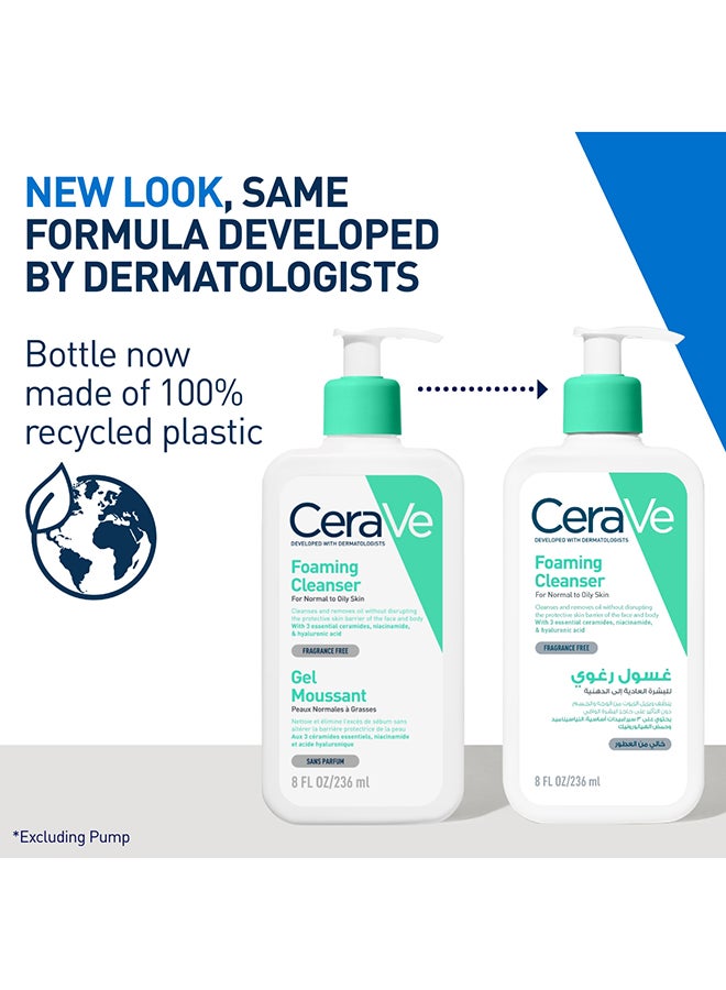 CeraVe Foaming Cleanser For Normal To Oily Skin With Hyaluronic Acid multicolour 236ml - Image 3