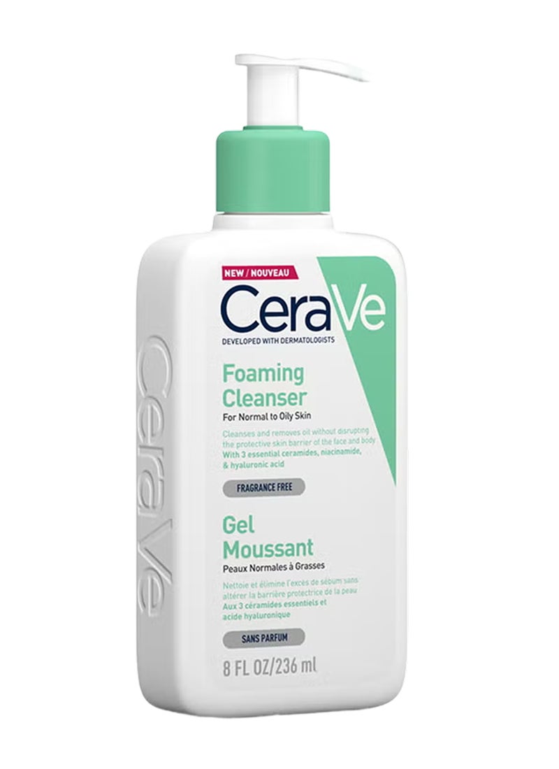 CeraVe Foaming Cleanser For Normal To Oily Skin With Hyaluronic Acid multicolour 236ml - Image 1