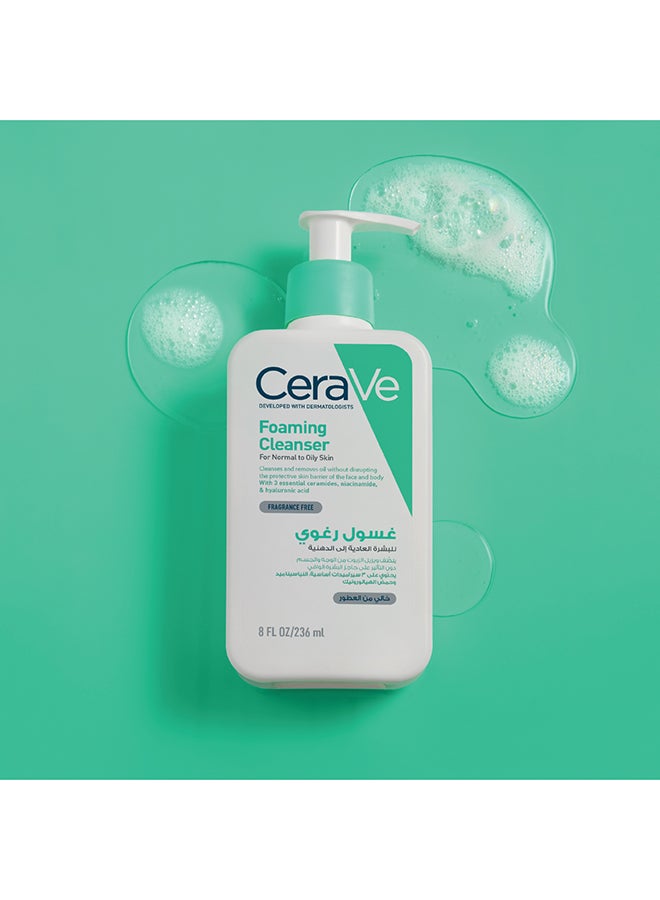 CeraVe Foaming Cleanser For Normal To Oily Skin With Hyaluronic Acid multicolour 236ml - Image 5