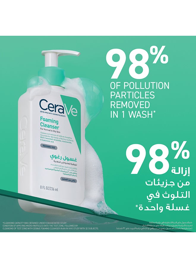 CeraVe Foaming Cleanser For Normal To Oily Skin With Hyaluronic Acid multicolour 236ml - Image 4