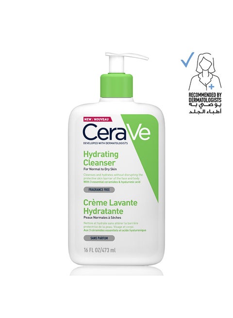 غسول مرطّب للبشرة العادية إلى الجافة مع حمض الهيالورونيك ابيض 473ملليلتر