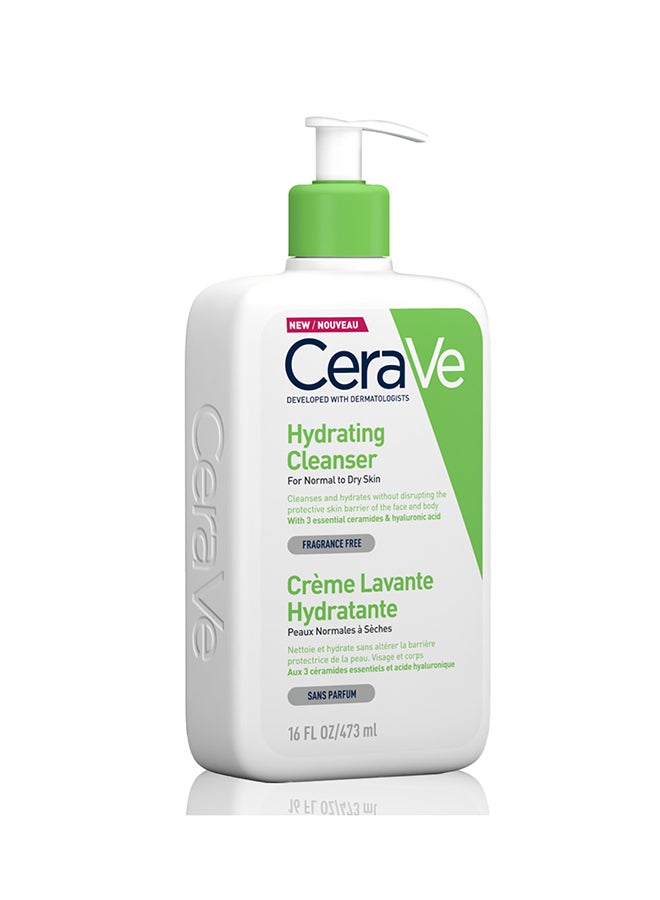 CeraVe Hydrating Cleanser For Normal To Dry Skin With Hyaluronic Acid Clear 473ml - Image 2