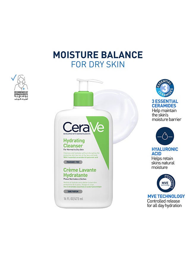 سيرا في غسول مرطّب للبشرة العادية إلى الجافة مع حمض الهيالورونيك ابيض 473ملليلتر - Image 1