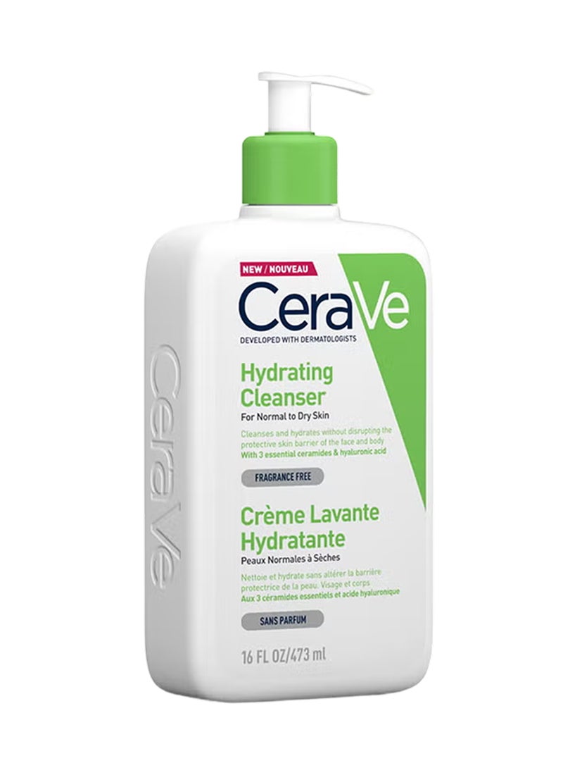 CeraVe Hydrating Cleanser For Normal To Dry Skin With Hyaluronic Acid Clear 473ml - Image 1