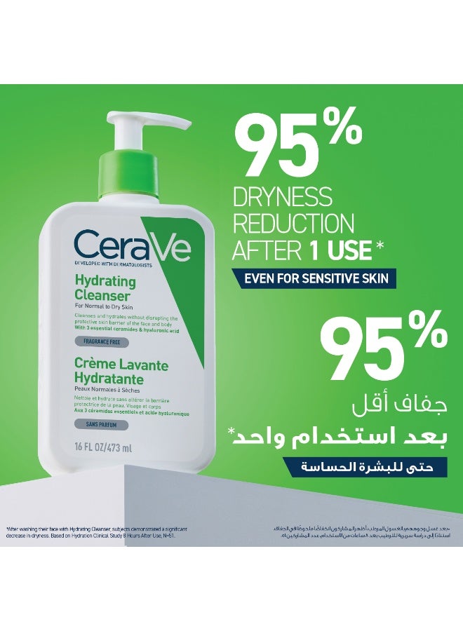 CeraVe Hydrating Cleanser For Normal To Dry Skin With Hyaluronic Acid Clear 473ml - Image 4