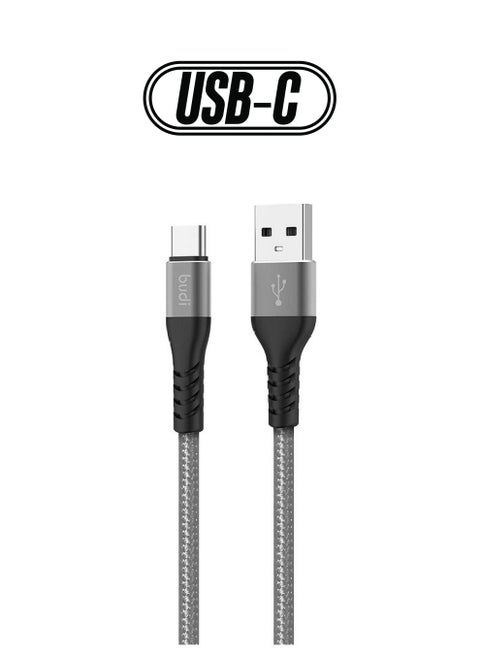 كابل شحن USB-A إلى USB-C رمادي/أسود