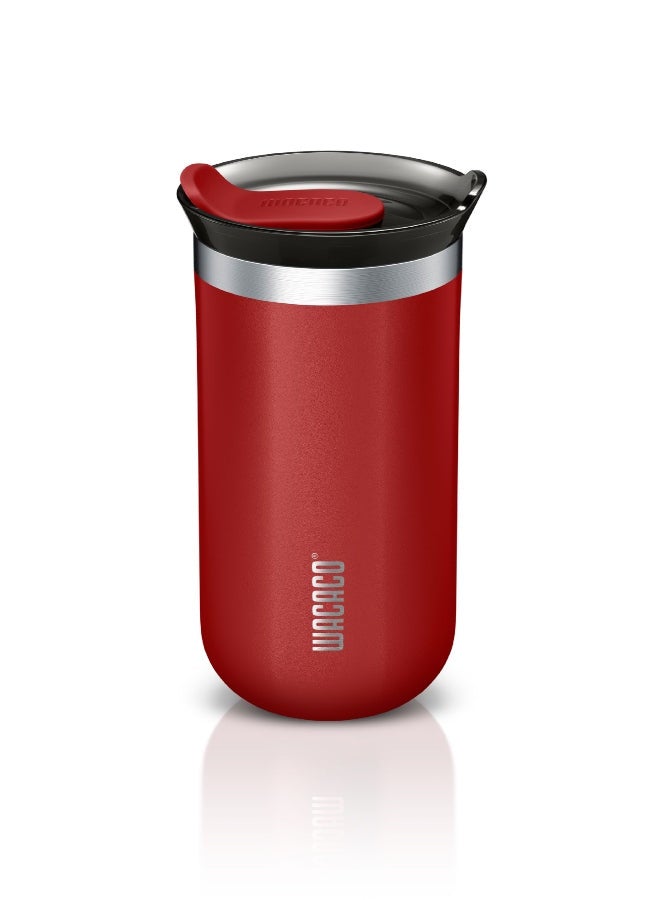 WACACO Octaroma LUNGO Vacuum Insulated Mug (300ml) - Double Wall Stainless Steel Coffee Travel Tumbler w/ Leakproof Drinking Lid, Reusable, Washable, BPA-Free, Hot & Cold - Carmine Red Carmine red  - Image 1