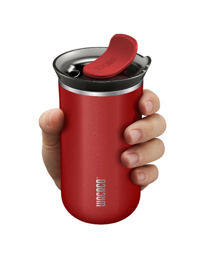 WACACO Octaroma LUNGO Vacuum Insulated Mug (300ml) - Double Wall Stainless Steel Coffee Travel Tumbler w/ Leakproof Drinking Lid, Reusable, Washable, BPA-Free, Hot & Cold - Carmine Red Carmine red  - Image 4