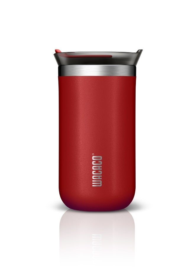 WACACO Octaroma LUNGO Vacuum Insulated Mug (300ml) - Double Wall Stainless Steel Coffee Travel Tumbler w/ Leakproof Drinking Lid, Reusable, Washable, BPA-Free, Hot & Cold - Carmine Red Carmine red  - Image 2