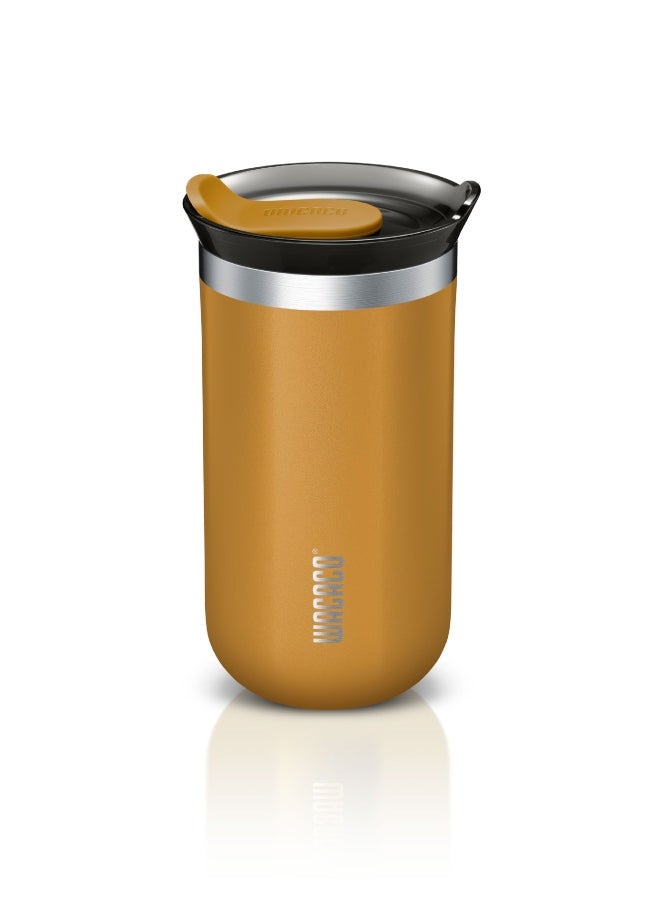 WACACO Octaroma LUNGO Vacuum Insulated Mug (300ml) - Double Wall Stainless Steel Coffee Travel Tumbler w/ Leakproof Drinking Lid, Reusable, Washable, BPA-Free, Hot & Cold - Amber Yellow Amber Yellow  - Image 1