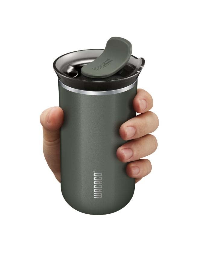 WACACO Octaroma LUNGO Vacuum Insulated Mug (300ml) - Double Wall Stainless Steel Coffee Travel Tumbler w/ Leakproof Drinking Lid, Reusable, Washable, BPA-Free, Hot & Cold - Dim Grey Dim grey  - Image 4