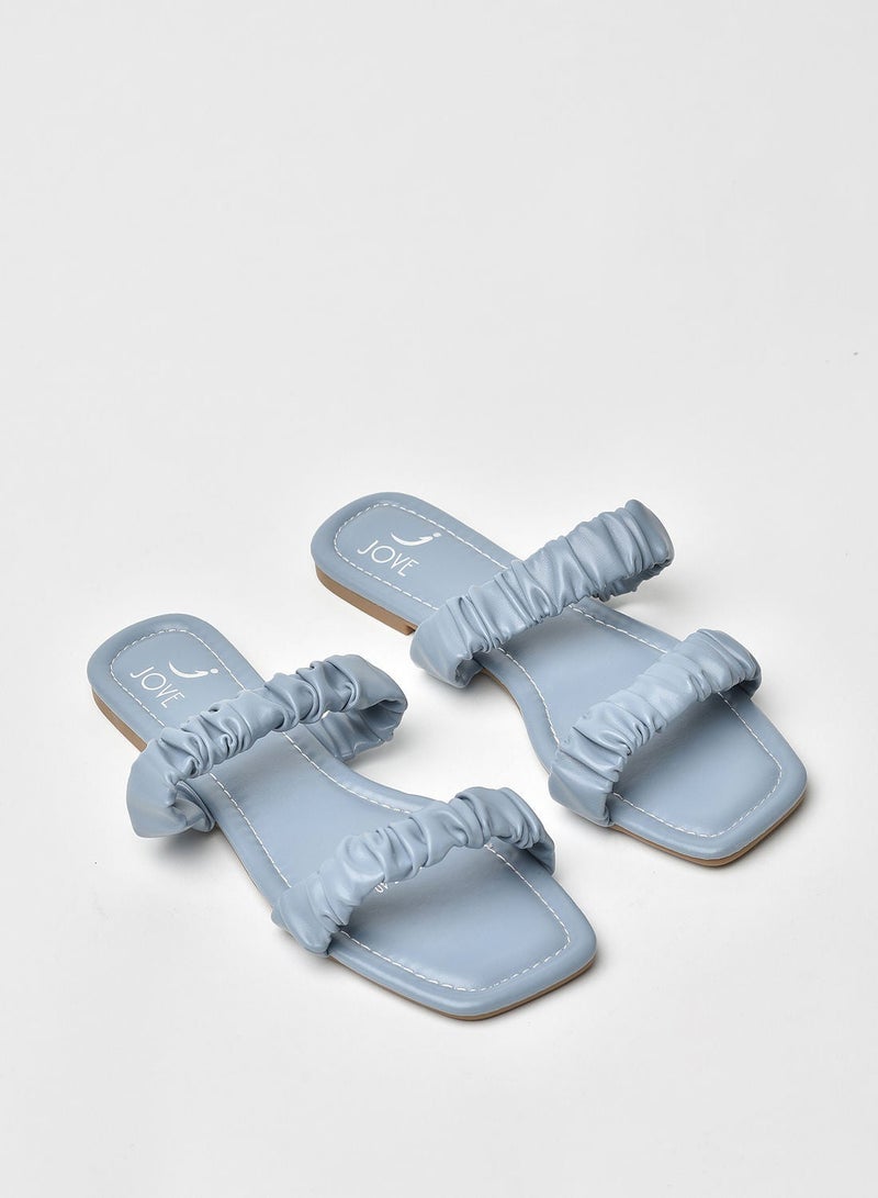 Jove - Stylish Elegant Flat Sandals Blue - Image 1