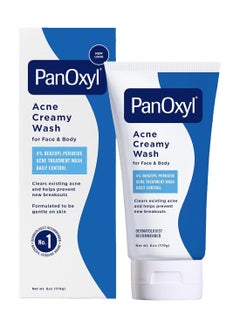 PanOxyl Antimicrobial Acne Creamy Wash, 4% Benzoyl Peroxide 6ounce  - Image 1