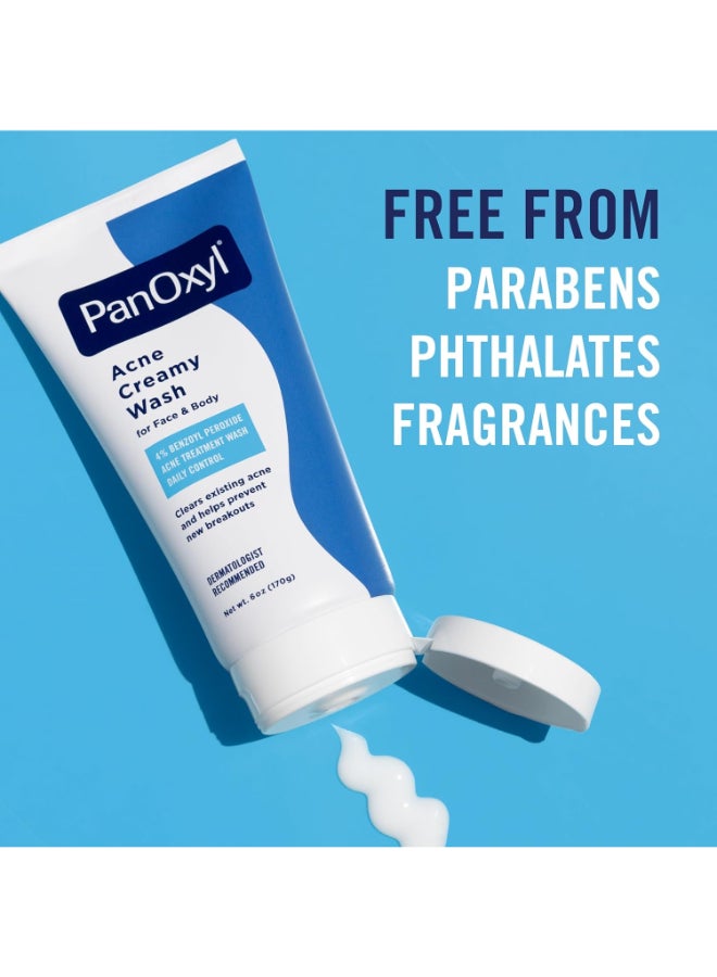 PanOxyl - Antimicrobial Acne Creamy Wash, 4% Benzoyl Peroxide 6ounce - Image 1