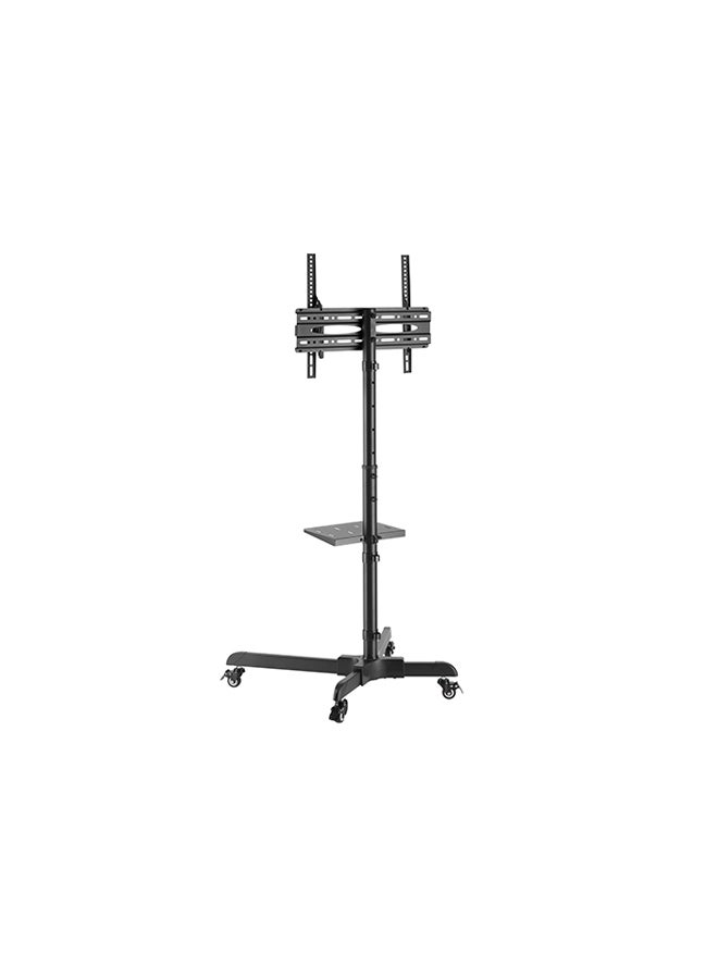 هامود عربة تلفزيون فولاذية متينة قابلة لتعديل الارتفاع بتكلفة منخفضة، مناسبة لأجهزة التلفزيون مقاس 32 إلى 65 بوصة، لون أسود، سعة تحميل 40 كجم، مع عجلات قابلة للقفل، مناسبة للاستخدام الداخلي والخارجي والمكاتب أسود - Image 5