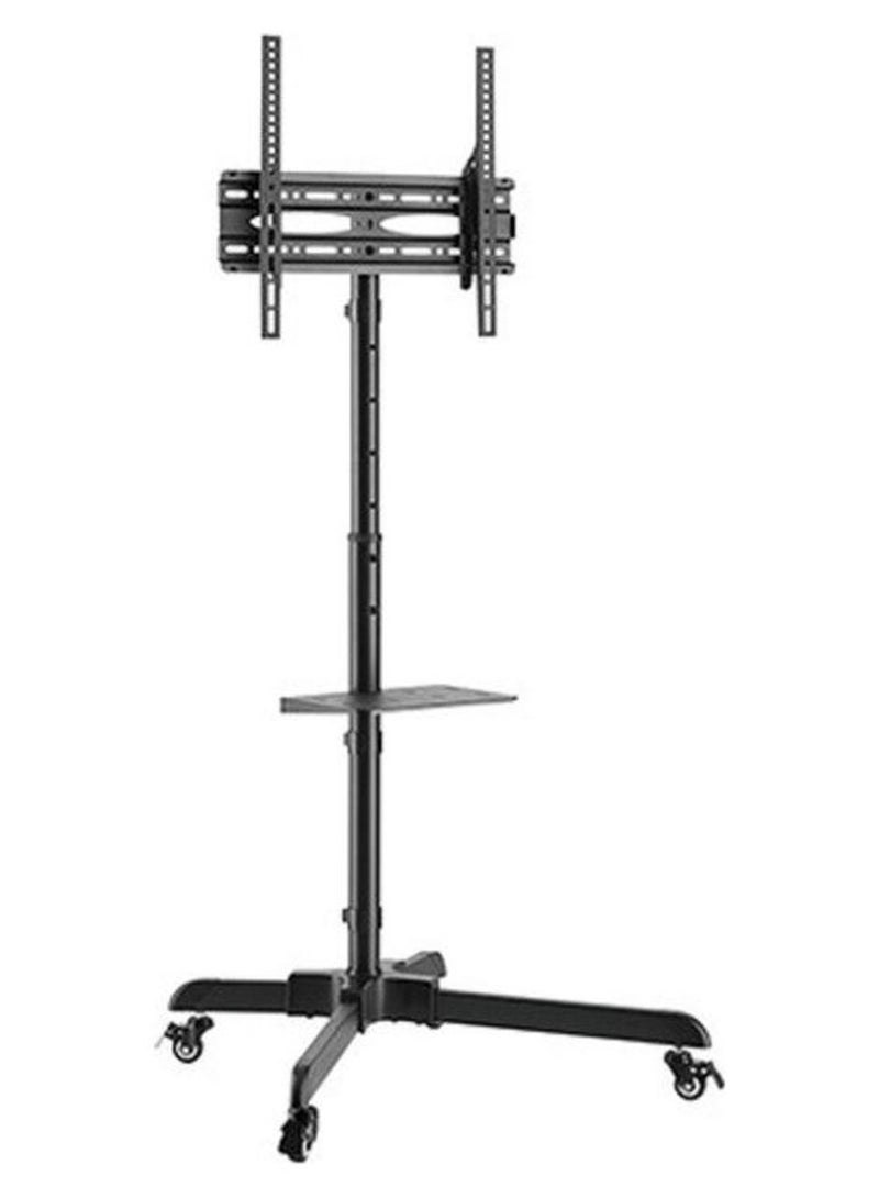 هامود عربة تلفزيون فولاذية متينة قابلة لتعديل الارتفاع بتكلفة منخفضة، مناسبة لأجهزة التلفزيون مقاس 32 إلى 65 بوصة، لون أسود، سعة تحميل 40 كجم، مع عجلات قابلة للقفل، مناسبة للاستخدام الداخلي والخارجي والمكاتب أسود - Image 1