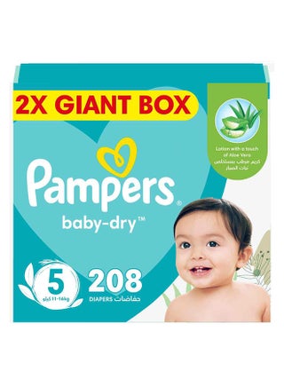 Baby-Dry Taped Diapers with Aloe Vera Lotion, Leakage Protection, Size 5, 11-16kg, 208 Count - pnsku/N47629910A/45/_/1702886916/4bb032ba-5057-460e-81be-296a440d0d74
