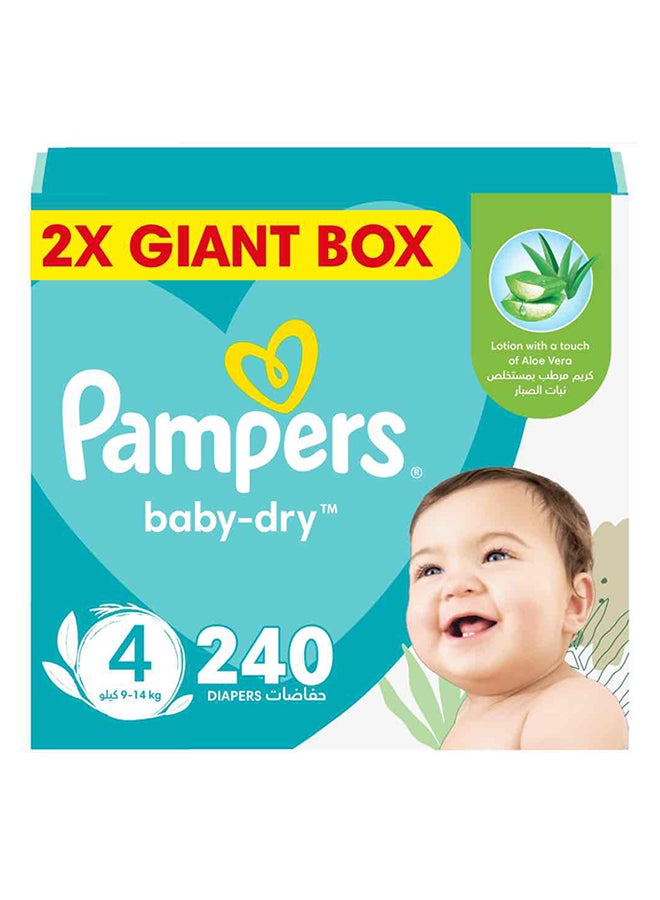 Pampers Baby-Dry Taped Diapers with Aloe Vera Lotion, Leakage Protection, Size 4, 9-14kg, 240 Count  - Image 1