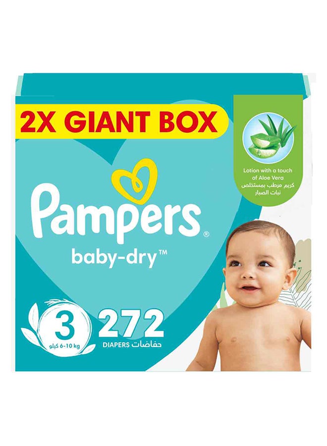 Pampers Baby-Dry Taped Diapers with Aloe Vera Lotion, Leakage Protection, Size 3, 6-10kg, 272 Count  - Image 1
