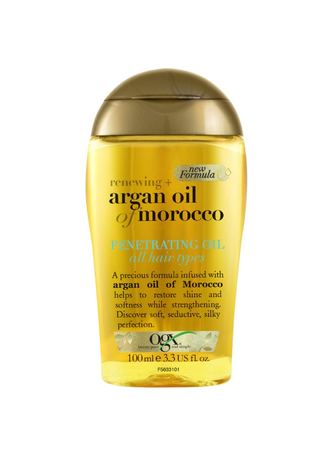 Ogx Hair Oil Renewing+ Argan Oil of Morocco Penetrating Oil All Hair Types New Formula 100ml  - Image 1