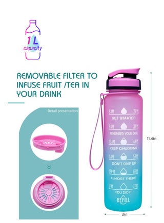 Motivational Time Marked Water Bottle Pink/Blue - pnsku/N47654454A/45/_/1747911286/64080cd3-f991-4b62-a334-e71a64677525