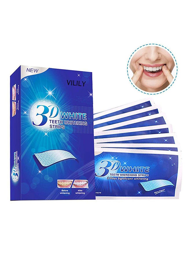 VILILY 14 Pairs 3D White Teeth Strip Dental Whitening Kit 100% Genuine Branded For Express Fast Result Treatments Professional Whitener Enamel And Stains Removal Unisex Clear 52grams  - Image 1