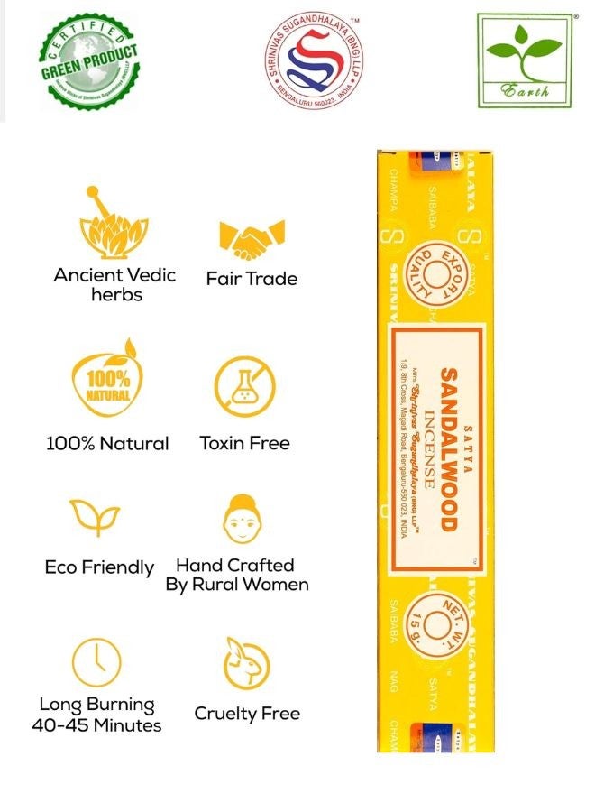 Satya Sandalwood Incense Stick Brown - Image 3