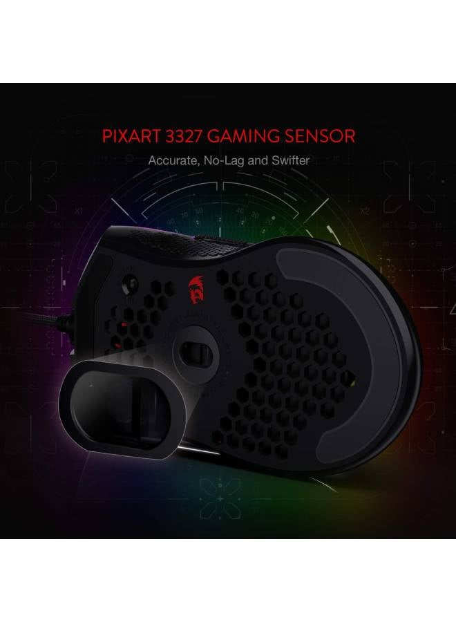 REDRAGON M808 Storm Lightweight RGB Gaming Mouse, 85g Ultralight Honeycomb Shell - Image 5
