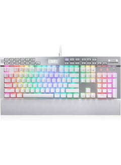 Mechanical Gaming Keyboard RGB Led Backlit With Brown Switches Macro Recording Wrist Rest Volume Control Full Size