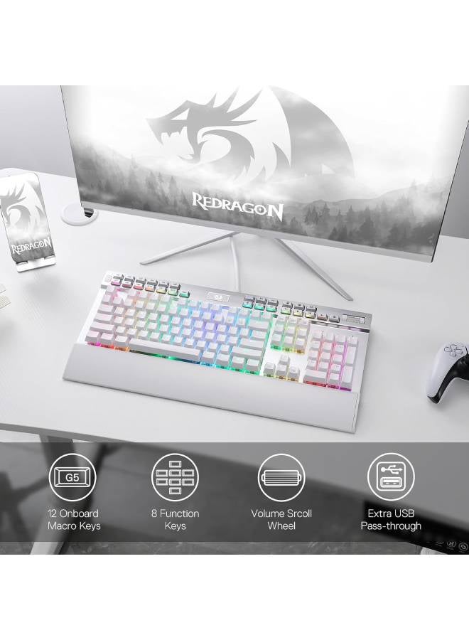 REDRAGON - Mechanical Gaming Keyboard RGB Led Backlit With Brown Switches Macro Recording Wrist Rest Volume Control Full Size - Image 1
