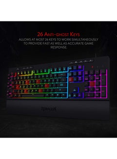 Redragon Shiva K512 RGB Backlit Membrane Wired Gaming Keyboard with Multimedia Keys, 6 Extra On-Board Macro Keys, Dedicated Media Control, Detachable Wrist Rest- Black - pnsku/N47669199A/45/_/1718020800/009c0cd2-8465-4c25-aa51-f93d5dfb0dc2