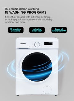GEEPAS 6 KG Front Load Fully Automatic Washing Machine|Durable Stainless Steel Drum, 15 Washing programs, 1000 RPM, LED Display | Waterproof IPX4 |2050 W 1 Years Warranty GWMF68005LCU White  - Image 4