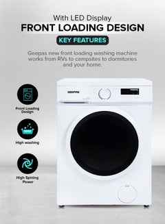 GEEPAS 6 KG Front Load Fully Automatic Washing Machine|Durable Stainless Steel Drum, 15 Washing programs, 1000 RPM, LED Display | Waterproof IPX4 |2050 W 1 Years Warranty GWMF68005LCU White  - Image 2