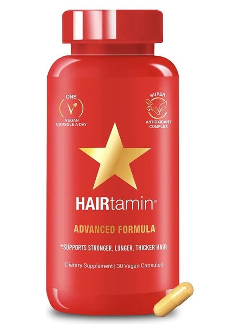 HAIRTAMIN Advanced Formula Fast Hair Growth Vitamins - 30 Vegan Capsules - Image 1