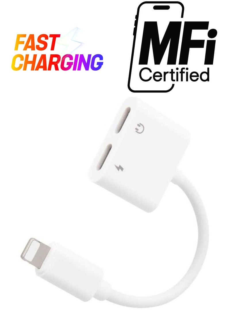 ICS 2 In 1 Charging Earphone Cable White - Image 1
