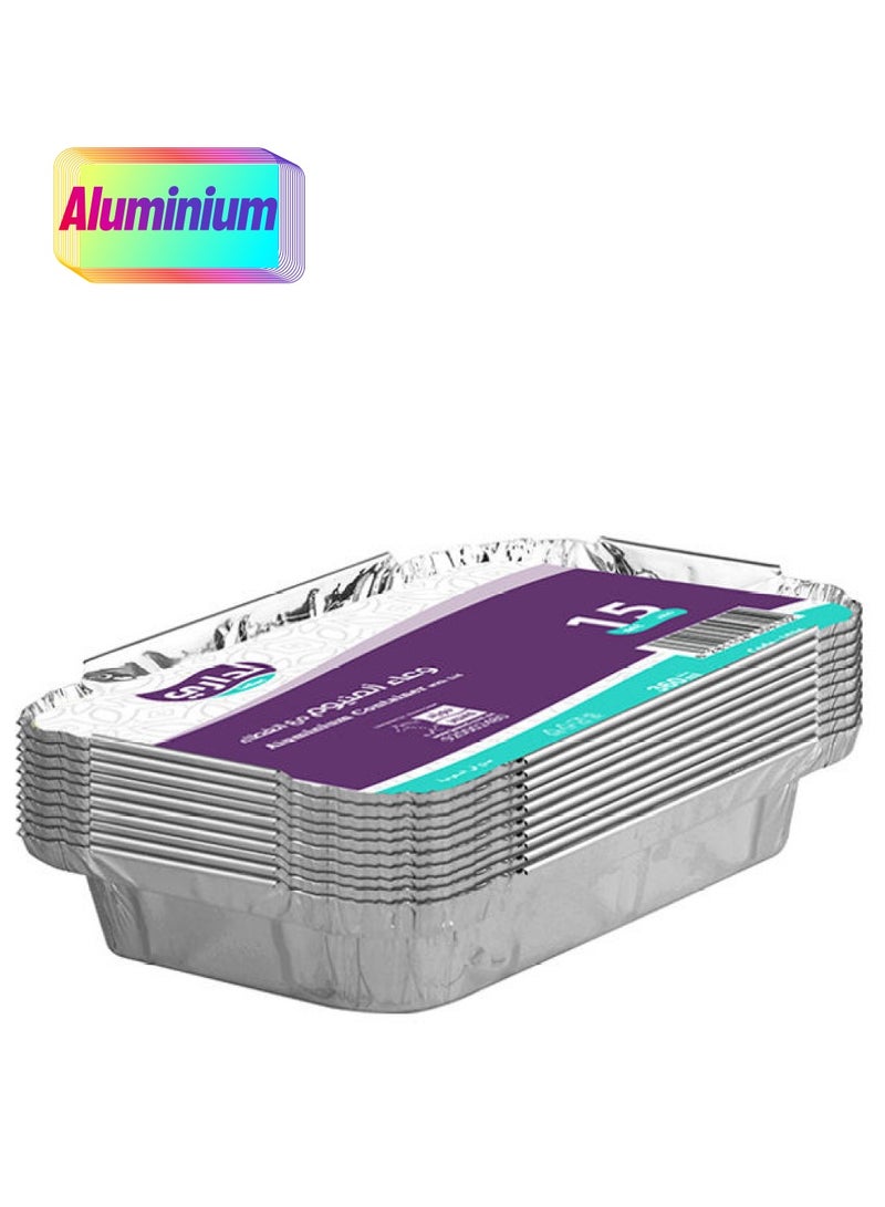 15-Piece Aluminium Food Box Silver 360ml