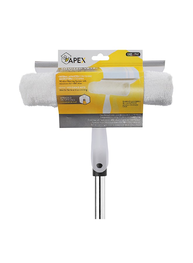 APEX - Microfibre Window Washer Squeegee With Chrome Telescopic Handle Black/Grey 25cm - Image 1