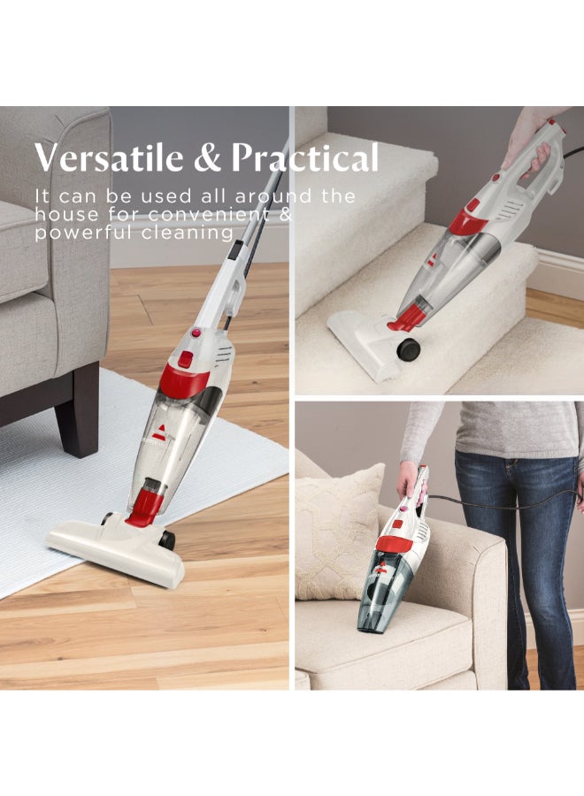 Bissell Featherweight 2-in-1 Upright Vacuum Cleaner 2024C – Lightweight 450W, Converts to Handheld, 0.5L Capacity, Ideal for Hard Floors & Hair | 450 W 2024C White/Red - Image 2