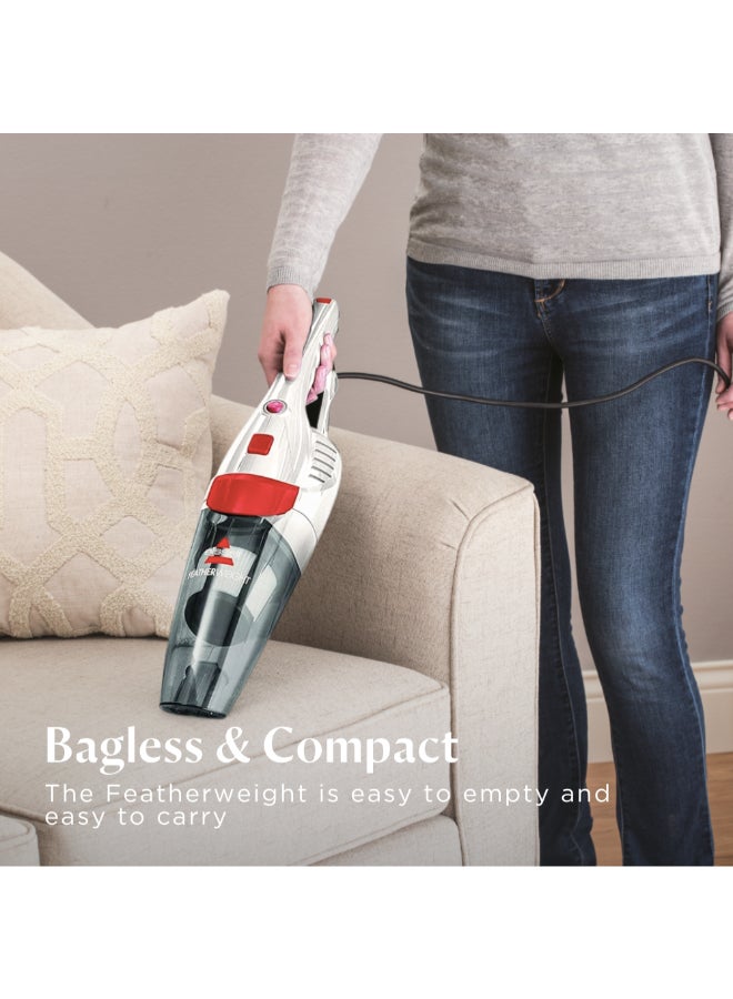 بيسيل Featherweight 2024C 2 في 1 – مكنسة عمودية خفيفة الوزن بقوة 450 واط، تتحول إلى مكنسة يدوية، سعة 0.5 لتر، مثالية للأرضيات الصلبة الاماكن الضيقة | 450 W 2024C أبيض، أحمر - Image 4